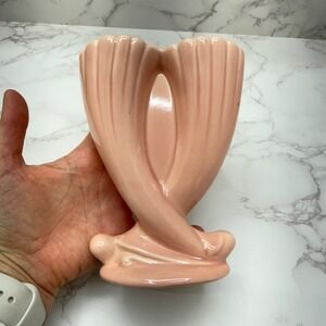 Vintage Pink Art Deco Flower‎ Vase 1940s Feminine Retro Unique Romantic Retro